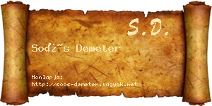 Soós Demeter névjegykártya
